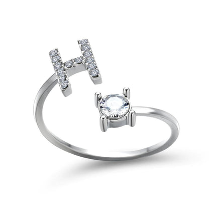 Personalized Initial Ring for Women | Adjustable with Rhinestones 25