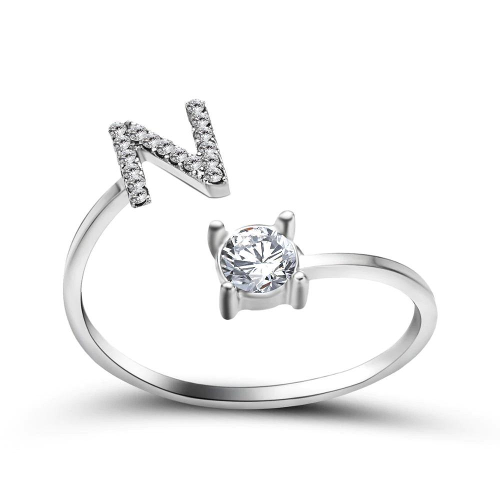 Personalized Initial Ring for Women | Adjustable with Rhinestones 28