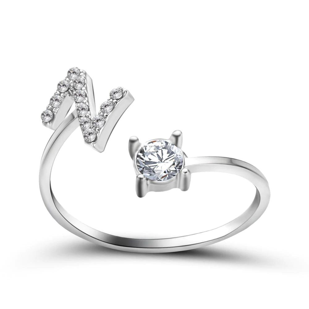 Personalized Initial Ring for Women | Adjustable with Rhinestones 30