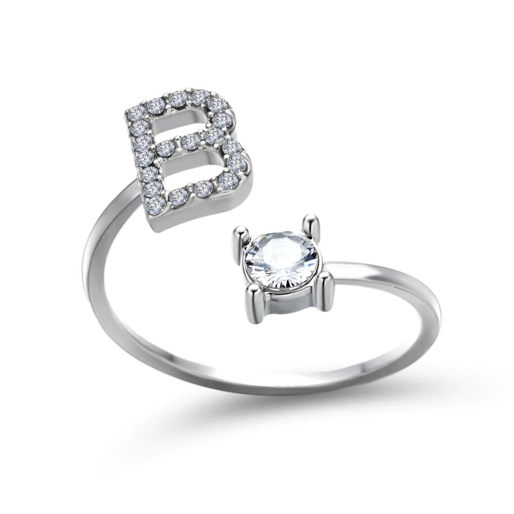 Personalized Initial Ring for Women | Adjustable with Rhinestones 7