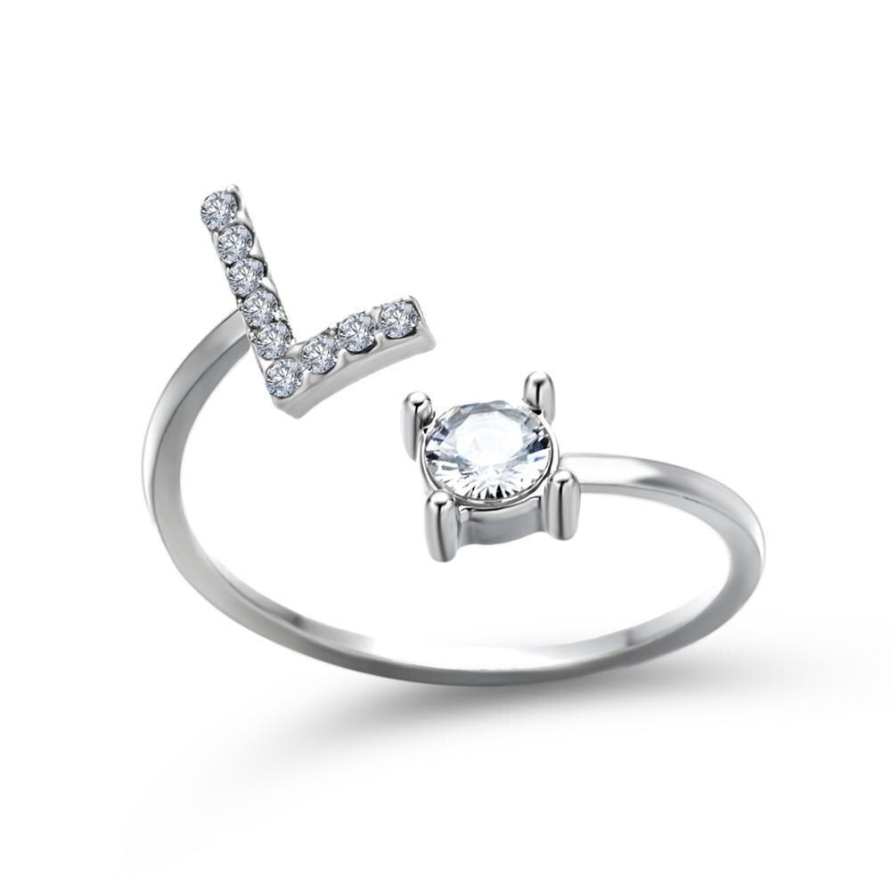 Personalized Initial Ring for Women | Adjustable with Rhinestones 9