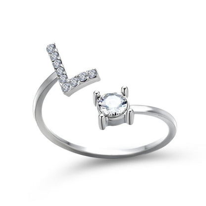 Personalized Initial Ring for Women | Adjustable with Rhinestones 9