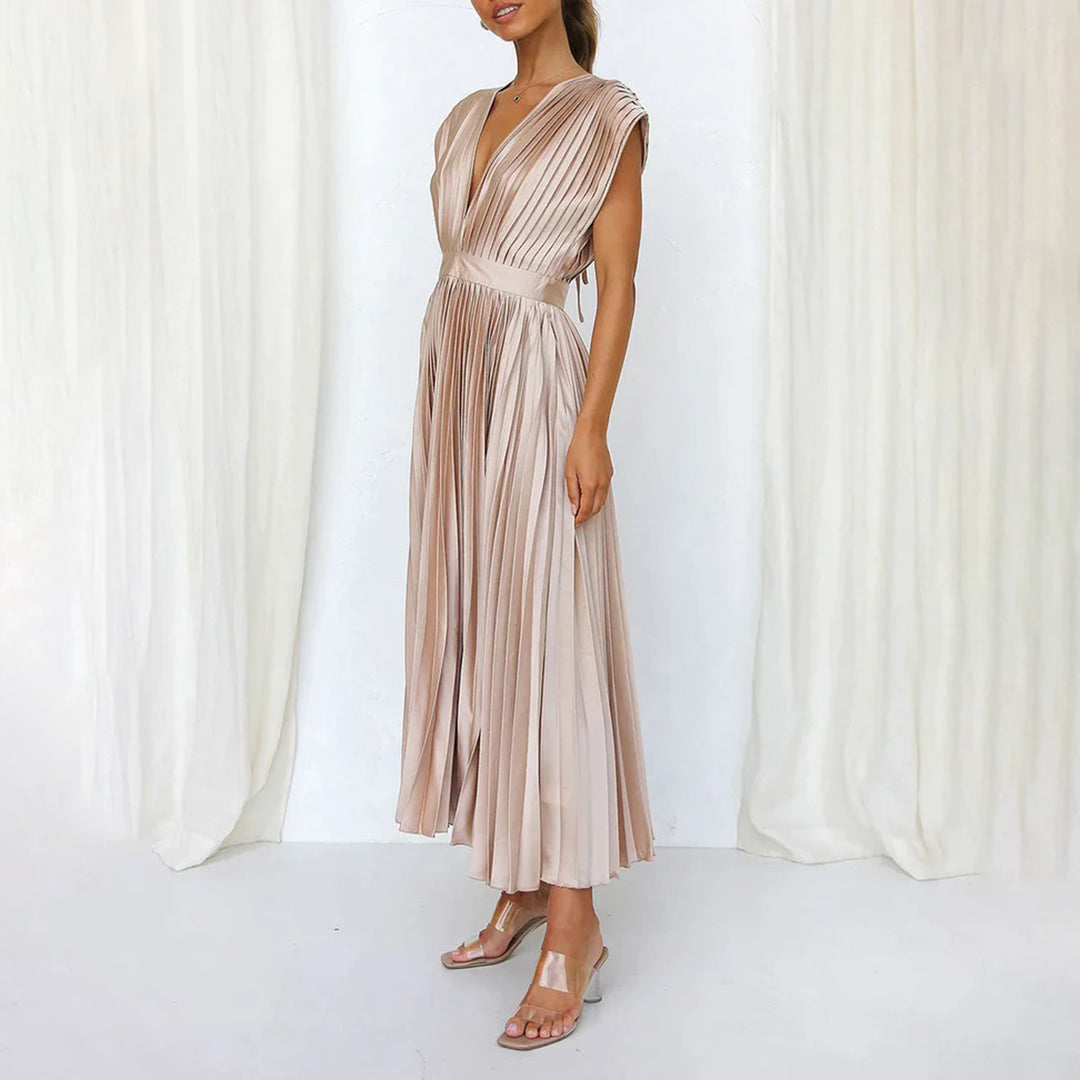 Serena | Plissiertes Abendkleid mit offener Rückenpartie