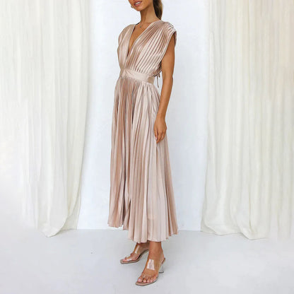 Serena | Plissiertes Abendkleid mit offener Rückenpartie