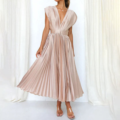 Serena | Plissiertes Abendkleid mit offener Rückenpartie