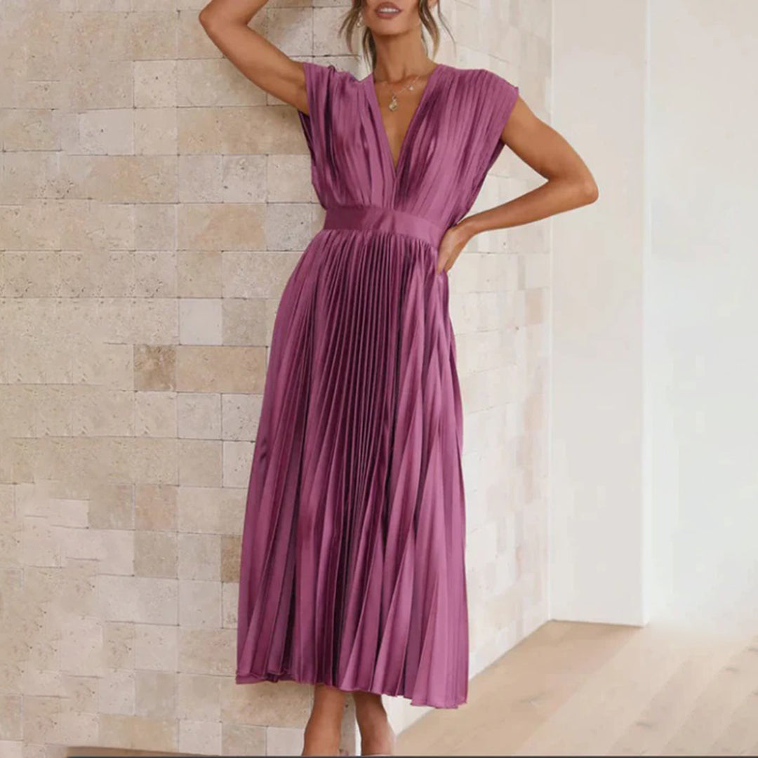 Serena | Plissiertes Abendkleid mit offener Rückenpartie