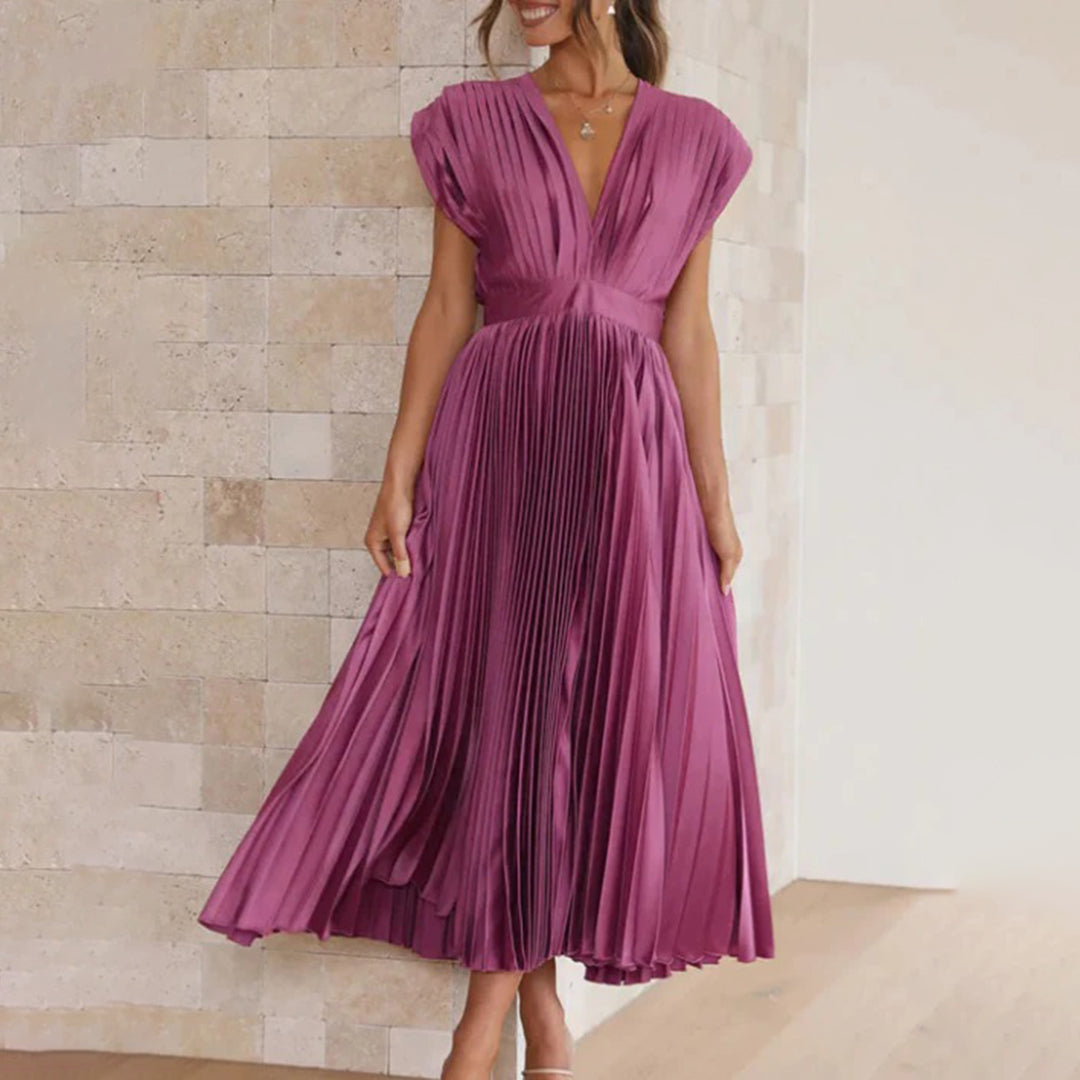 Serena | Plissiertes Abendkleid mit offener Rückenpartie