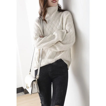 Nadia Ribbed Knit in Dark Beige – Women's Sweater