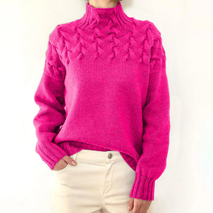 Isadora Cable Knit Turtleneck in Dark Green – Women’s Sweater