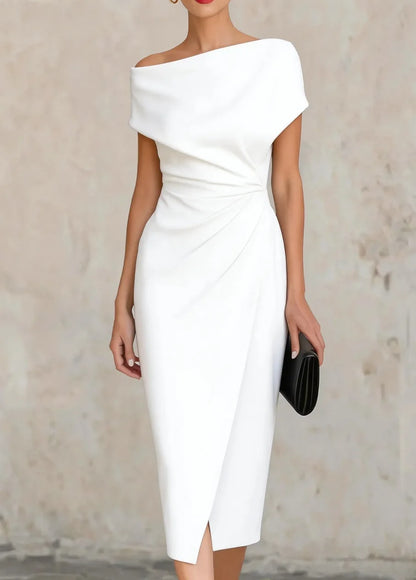 Vashti | One-Shoulder Pleated Midi — Velouze