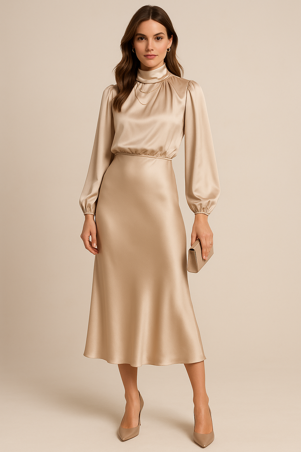 Satin Midi Dress for Women | Elegant Summer Dresses, Comfortable Fit 0