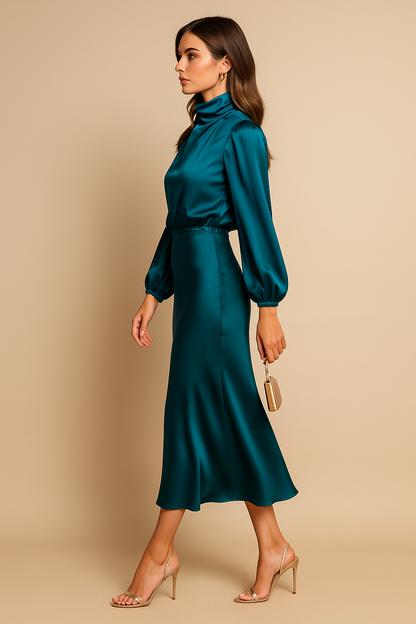 Satin Midi Dress for Women | Elegant Summer Dresses, Comfortable Fit 5