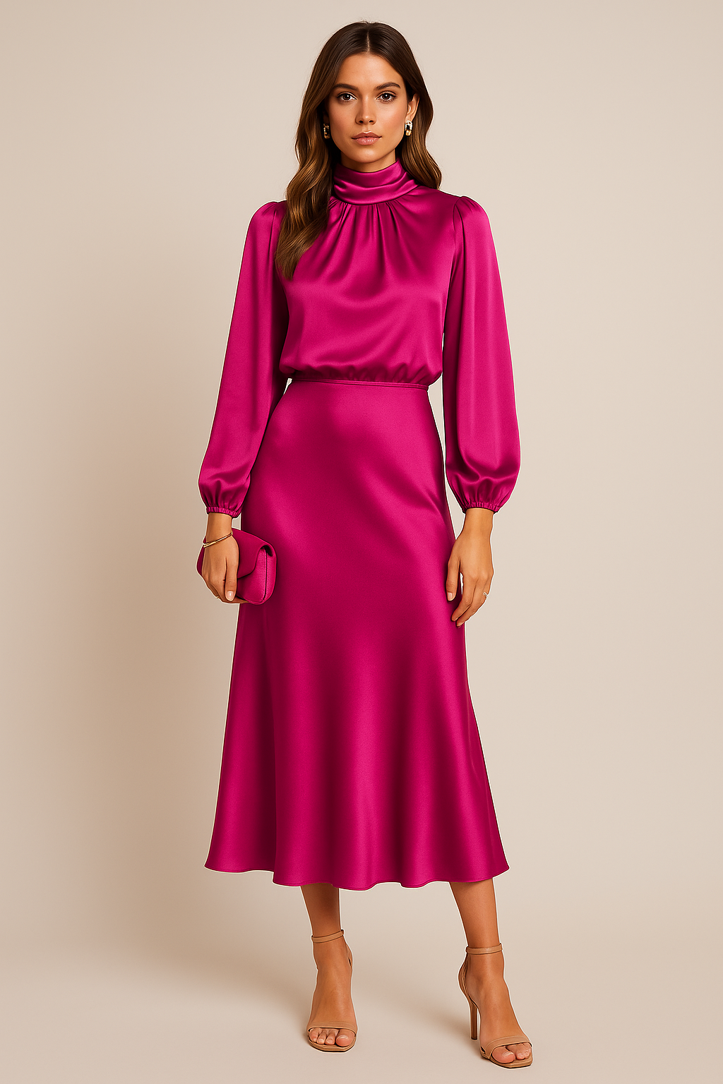 Satin Midi Dress for Women | Elegant Summer Dresses, Comfortable Fit 7