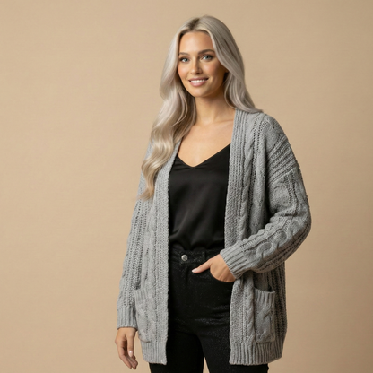 Soft Wool Blend Cardigan grey