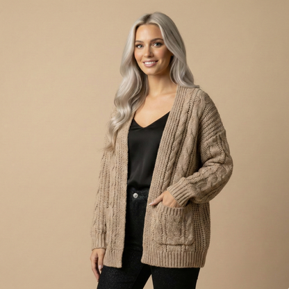 Soft Wool Blend Cardigan kaki
