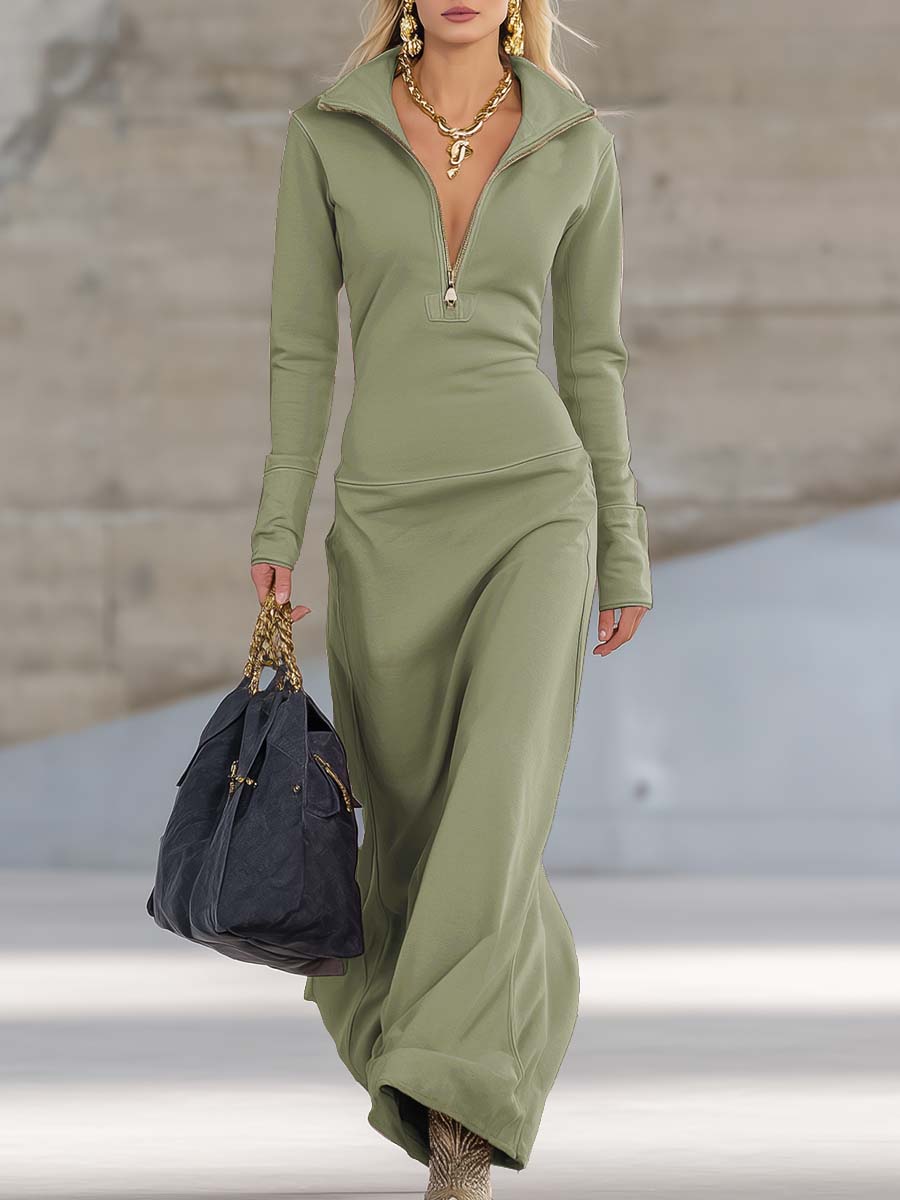 Sporty Long Sleeve Maxi Dress for Women | Comfortable Fabric, Elegant Design 10