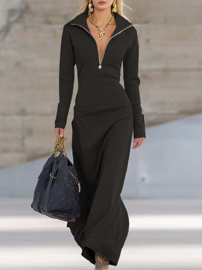 Sporty Long Sleeve Maxi Dress for Women | Comfortable Fabric, Elegant Design 9