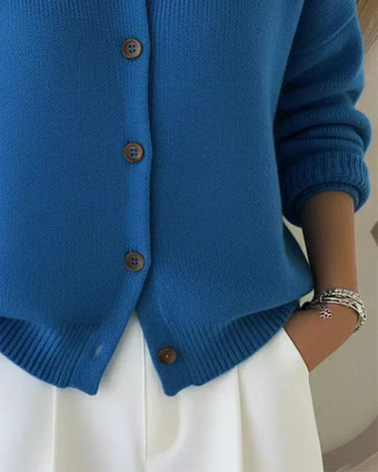 Odile Point Collar Cropped in Blue – Women's Cardigan
