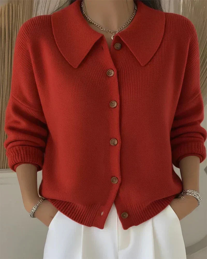 Odile Point Collar Cropped in Blue – Women's Cardigan