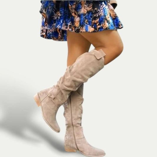 Suede Low-Heel Cowgirl Boots for Women | Stylish Comfort, Anti-Slip Sole 0