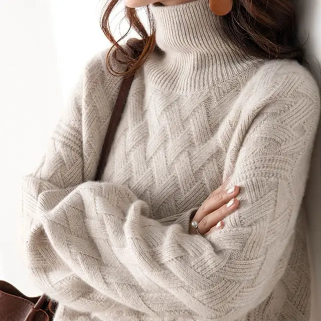 Nadia Ribbed Knit – Women's Sweater in Dark Beige