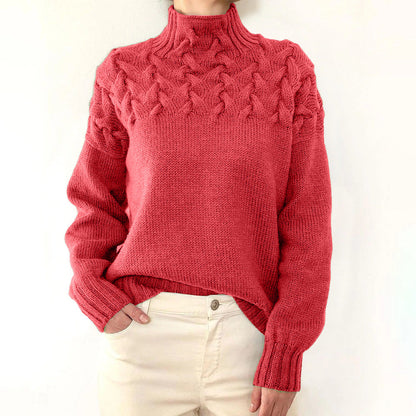 Isadora Cable Knit Turtleneck in Dark Green – Women’s Sweater