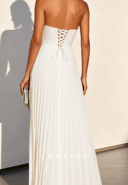 Aurelie Strapless Pleated A-Line in Lilac – Women's Maxi Dress