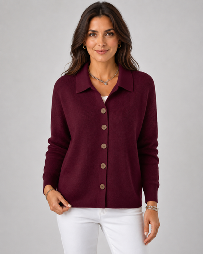 Astrid | Strickjacke mit Kragen und Knöpfen