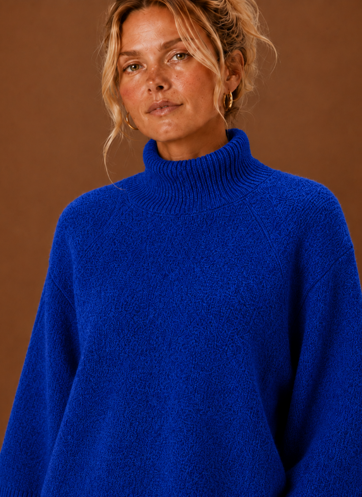 Wilma Chunky Mock Neck Bell Sleeve in Grey – Women's Sweater