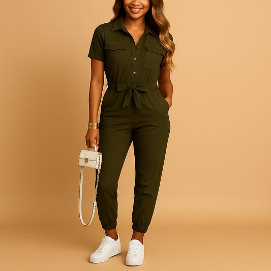 Women's Tailored Jumpsuit | Elegant Button Design 0
