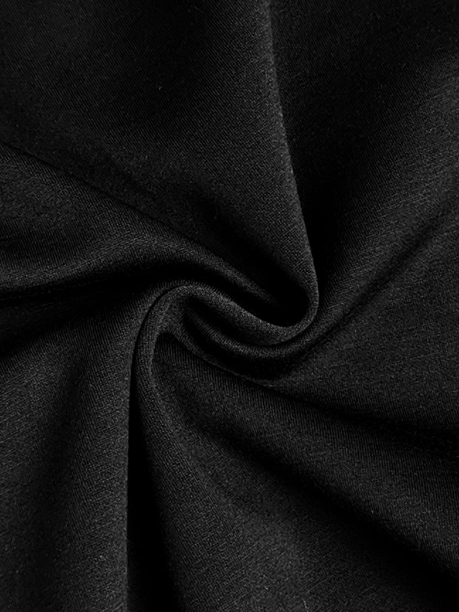 Women's black cotton blend maxi dress | Loose fit long sleeve mock neck dress for spring and autumn 8