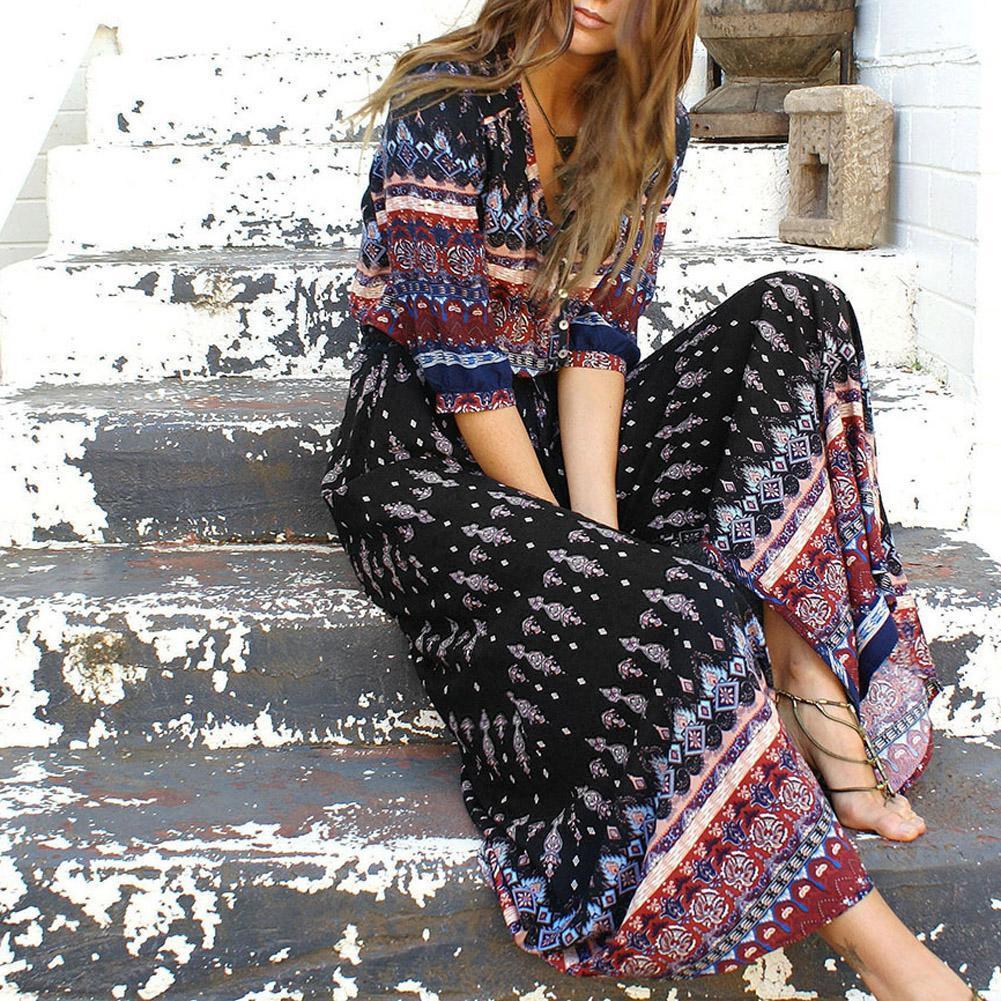 Women's bohemian maxi dress | Elegant v-neck summer long dress in plus size 4