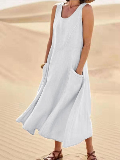 Women's breathable cotton blend summer dress | Flowy knee-length casual outfit 1