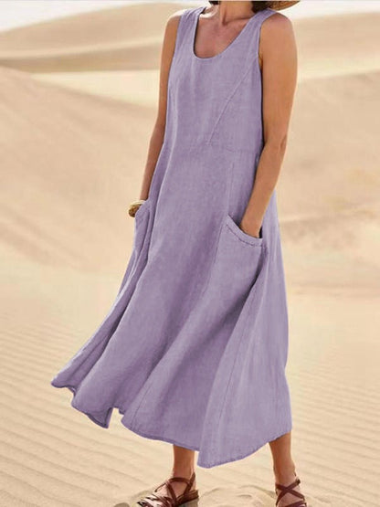 Women's breathable cotton blend summer dress | Flowy knee-length casual outfit 4