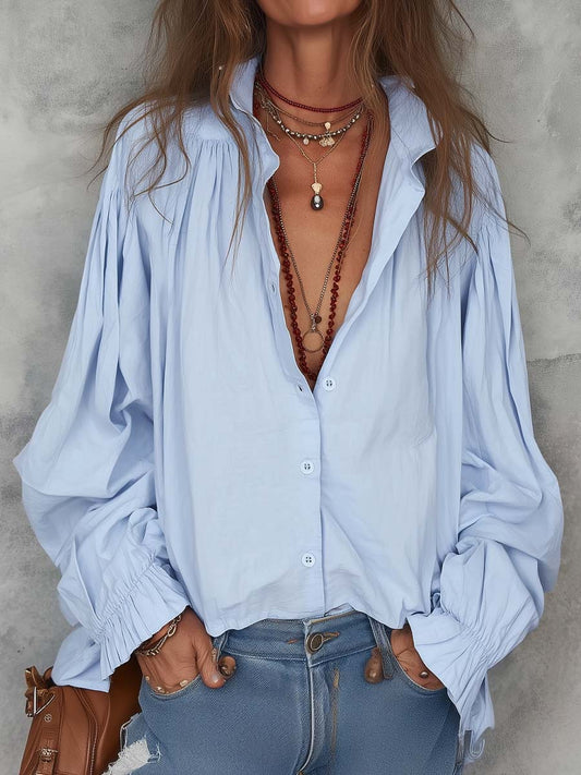 Women's breathable cotton blouse | Elegant long sleeve summer top 0