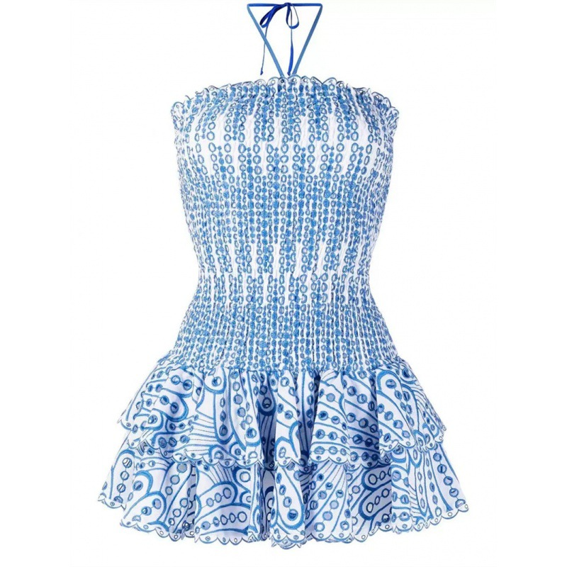 Tia | Gesmoktes gestuftes Mini-Kleid aus Baumwolle