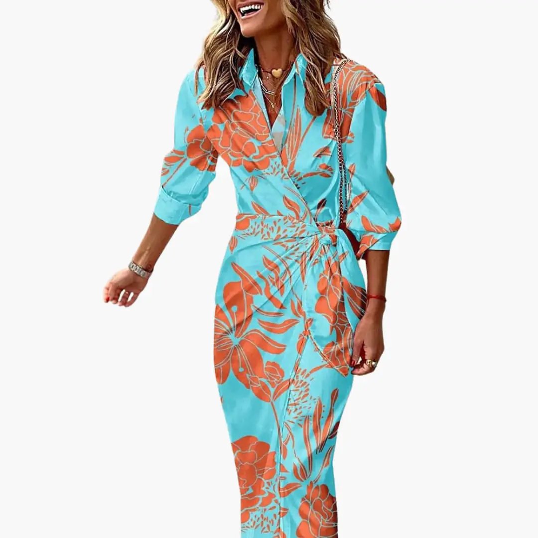 Women's breathable cotton striped maxi dress | Elegant wrap summer dress 3