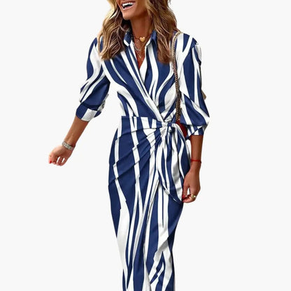 Women's breathable cotton striped maxi dress | Elegant wrap summer dress 5