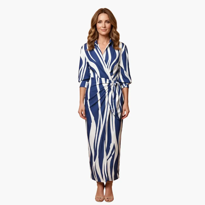Women's breathable cotton striped maxi dress | Elegant wrap summer dress 6