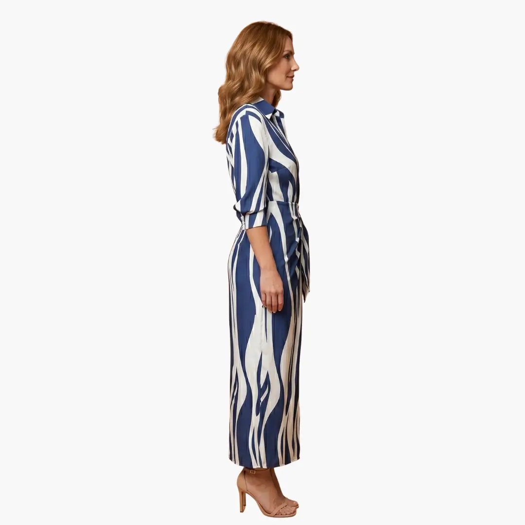 Women's breathable cotton striped maxi dress | Elegant wrap summer dress 7