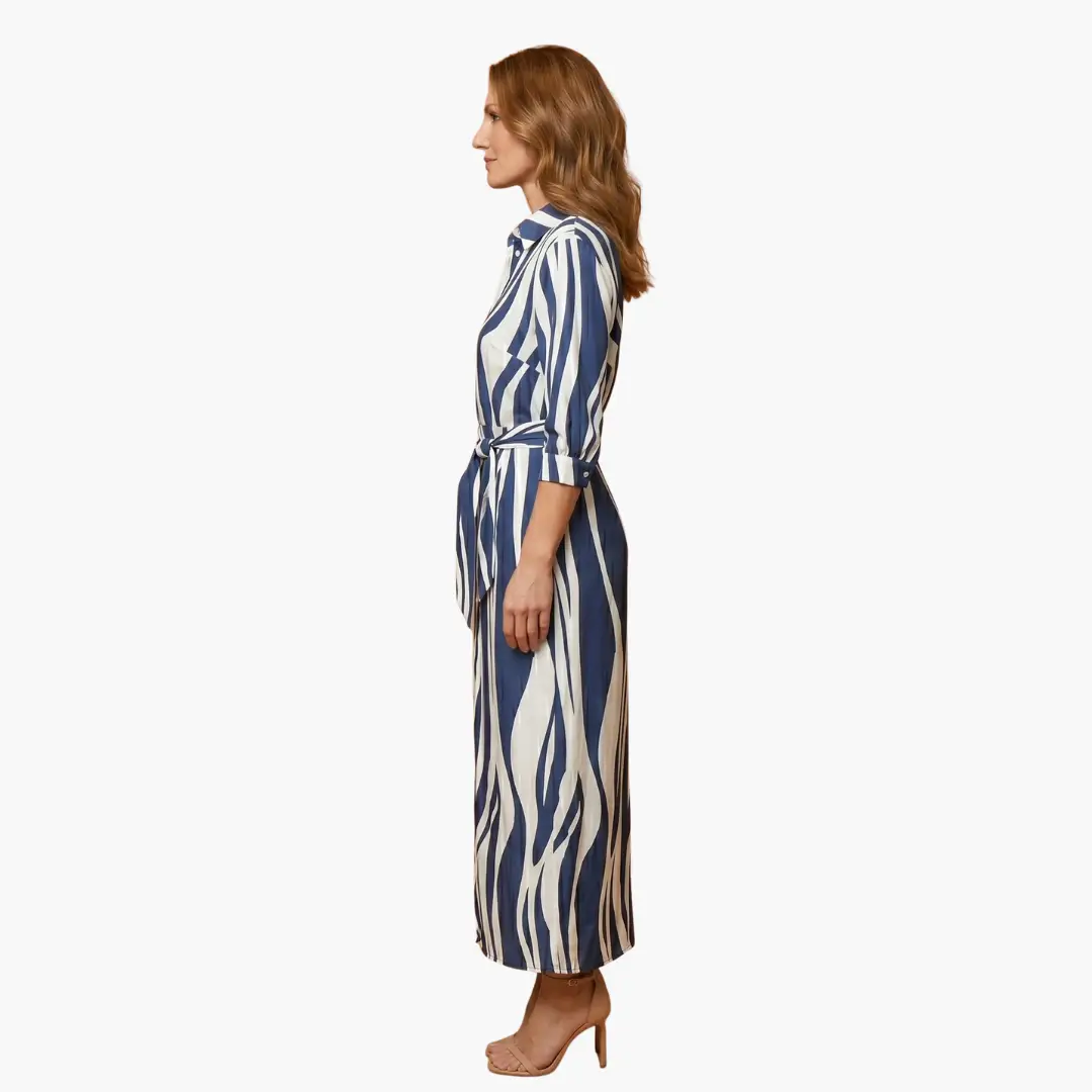 Women's breathable cotton striped maxi dress | Elegant wrap summer dress 8