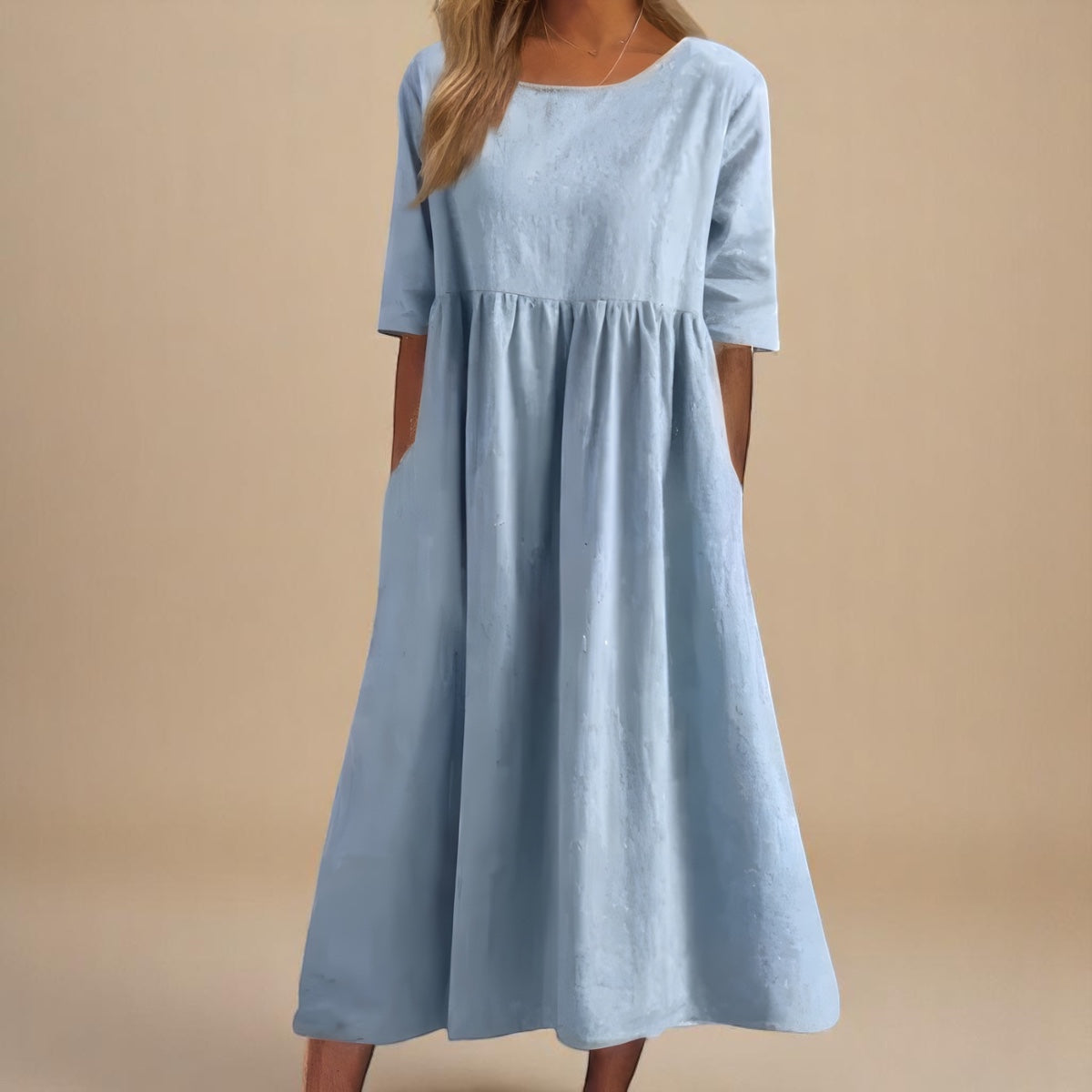 Women's breathable cotton summer dress | Lightweight casual flowing fit with pockets 0