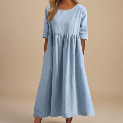 Women's breathable cotton summer dress | Lightweight casual flowing fit with pockets 0