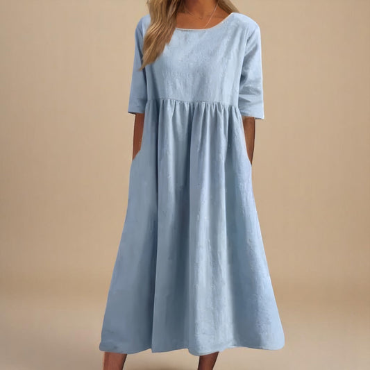 Women's breathable cotton summer dress | Lightweight casual flowing fit with pockets 0
