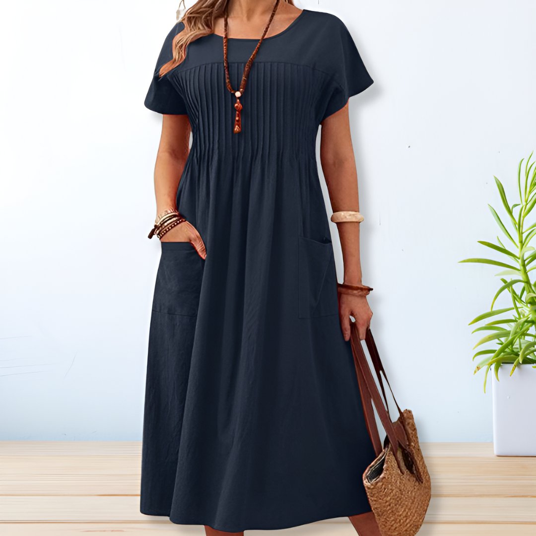 Women's breathable cotton summer dress | Relaxed fit casual day dress with pockets 0