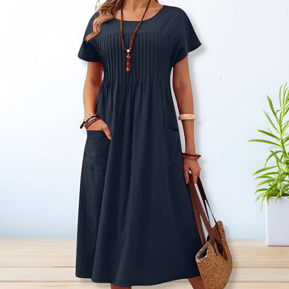 Women's breathable cotton summer dress | Relaxed fit casual day dress with pockets 0