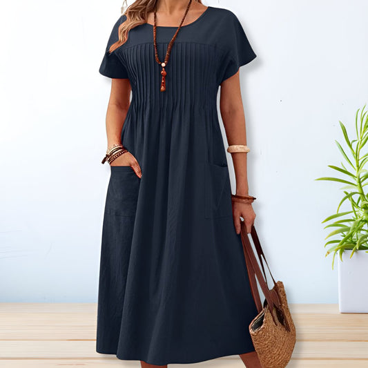 Women's breathable cotton summer dress | Relaxed fit casual day dress with pockets 0
