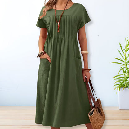 Women's breathable cotton summer dress | Relaxed fit casual day dress with pockets 1