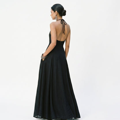 Women's breathable linen blend maxi dress | Elegant sleeveless summer gown 4