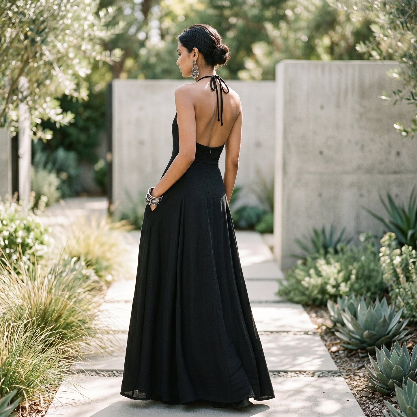 Women's breathable linen blend maxi dress | Elegant sleeveless summer gown 5
